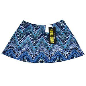 SKIRT ONLY Longitude Swim Coverup Skirt Blue Geometric Dot Size Small Beachwear